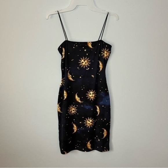 Bear Dance Celestial Gold Sun And Moon Bungee Strap Cami Mini Dress Size Small - Picture 3 of 15